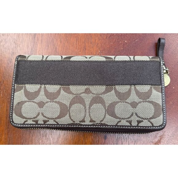 Coach Brown Signature Lurex Stripe Legacy Accordion Zipper Wallet #40753 - Picture 1 of 7